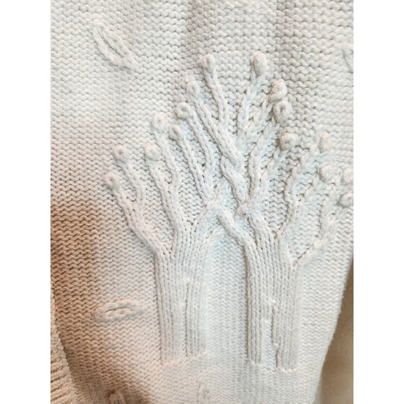 vintage Yarnworks Handknit Ramie Cotton Cardigan Sweater White Textured Knit M - Picture 6 of 7